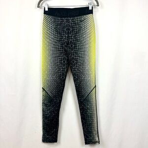 Nike Pro Leggings Womens Size S Neon Green Gray Black Abstract Stretch Running